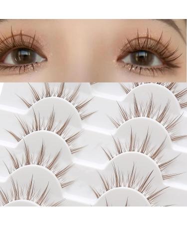 10 Pairs Brown Lashes Clear Band Brown Manga Lashes Japanese Anime Cosplay Brown Eyelashes Asian False Eyelashes Natural Look Like Individual Clusters(A01-Brown Manga Lashes 8-13mm) - Buy Online on GoSupps.com