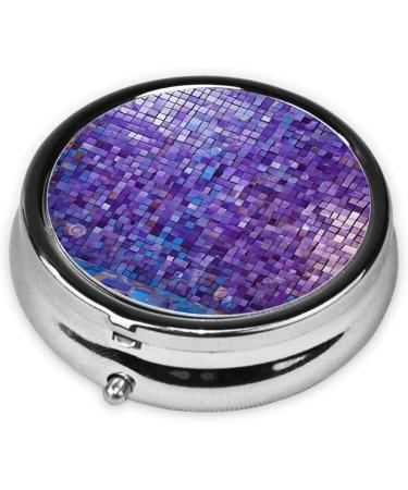 Turquoise Pattern Mini Round Pill Box | 3 Compartment Organizer for Travel & Home | Portable Medicine Case - Buy Online on GoSupps.com