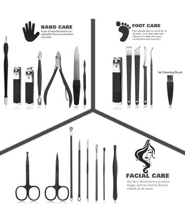 Manicure Set 21 Pcs Professional Pedicure Kit Nail Clippers Set Stainless Steel Care Tools Grooming Kit With Travel Case Cuticle Remover Toe Toenail Cutter Set For Thick Nails Men Women Gift (Black) - Buy Online on GoSupps.com