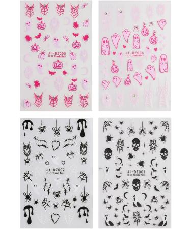 JMEOWIO 4 Sheets Halloween Pumpkin Cute Ghost Nail Art Stickers Decals Self-Adhesive Nail Supplies Nail Art Design Decoration Accessories - Buy Online on GoSupps.com