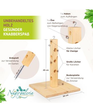 Nagergaleria Feeding Tree for Rabbits & Guinea Pigs | Outdoor Wooden Base & Ground Spike | International Shipping - Buy Online on GoSupps.com