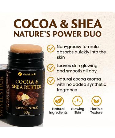 Cocoa and Shea Butter Body Balm Stick Deep Moisture Chocolate Scent for Moisturizing Dry Skin and Feet 50g - Buy Online on GoSupps.com
