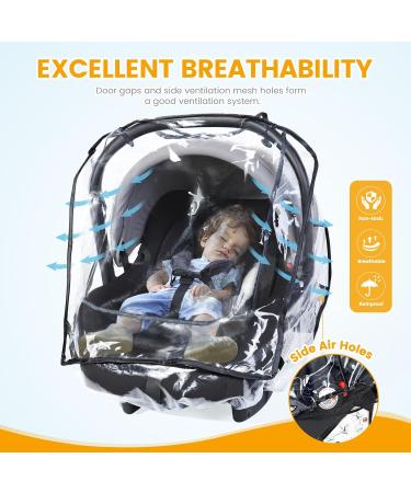 Orzbow Universal Waterproof Baby Car Seat Rain Cover with Ventilation and Roll-Up Door - Transparent - Buy Online on GoSupps.com