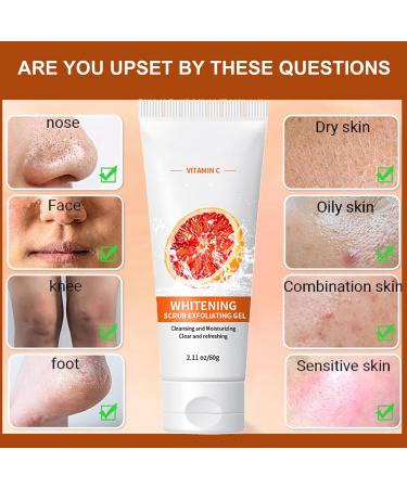 Orange Exfoliating Whitening Gel Vitamin C Face Exfoliator Scrub Whitening Scrub Exfoliating Gel Deep Cleansing Exfoliating Face Wash Exfoliating Face Scrub For Men & Women Face Body Skin - 60g - Buy Online on GoSupps.com