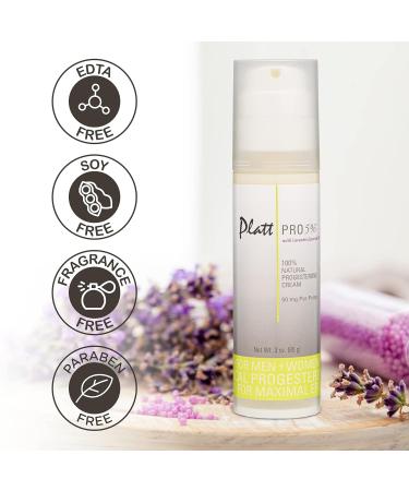 Platt PRO 5% Dr. Platt's All Natural Progesterone Cream 50mg Strength | Paraben-Free with Lavender Oil | 3oz - Pack of 1 - Buy Online on GoSupps.com