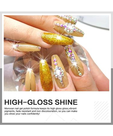 Morovan Black Golden Gel Nail Polish Kit - 6 Piece Set with Glitter U V Gel Polish in Classic & Glitter Shades - 10ml Each - Buy Online on GoSupps.com