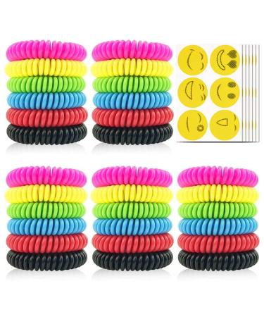 Mosquito Repellent Bracelets 30 Pack Natural Insect Repellent Wristband Waterproof Pest Control Band with 6 Pack Mosquito Repellent Stickers for Kids Adults Outdoor Camping Fishing Traveling