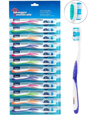 Newgen Medicals 36-Pack Branded Hand Toothbrushes with Tongue Cleaners - Hard 4 Colors | Ideal for Dental Care & Travel - Buy Online on GoSupps.com