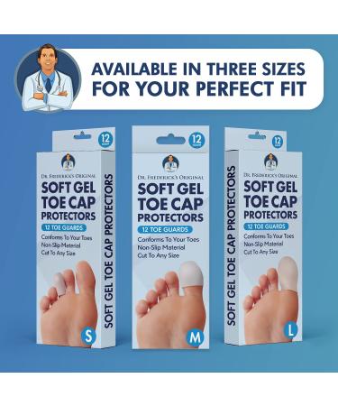 Dr. Frederick's Original Soft Gel Toe Protectors - 12 Pieces - Foot Pain Relief - Flexible Toe Caps for Men & Women - Toe Sleeves for Ingrown Toenails, Corns, Calluses, Blisters - Large (12 Count) - Buy Online on GoSupps.com