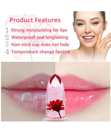 Crystal Flower Jelly Lipstick Set - 2 Pack Magic Color Changing Lip Gloss - Long Lasting Nourishing Lip Balm - pH Clear Temperature Color Changing Formula - Moisturizing Lip Stick Set C - Buy Online on GoSupps.com