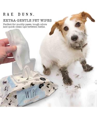 Rae Dunn Dog Wipes with Oatmeal, Aloe & Vitamin E - 150-Count Coconut Vanilla Paw Wipes | Pet Supplies for Grooming - Buy Online on GoSupps.com