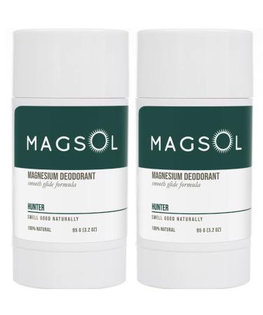 Natural Deodorant for Men - Aluminum Free Baking Soda Free 4 Total Ingredients 2 Pack (Hunter)