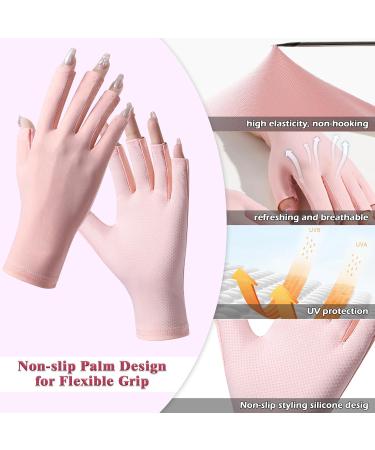 Plliocse 2 Pairs UV Gloves for Gel Nails UV Glove Gel Manicures Glove UPF50+ UV Nail Protection Gloves Fingerless UV Gloves for Gel Nails Protect Hands from UV Harm (Pink) - Buy Online on GoSupps.com
