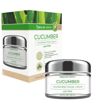 Natural Chemist Cucumber & Aloe Daily Face Moisturizer - Hydrating & Cooling  Helps with Sunburns & Acne  Nourishing Day Cream - Cruelty Free Korean Skincare For All Skin Types - 1.69 Fl. oz/ 50ml