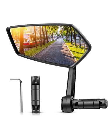 CLMILY & Z Bicycle mirror handlebar ends convex automotive glass lens for the handlebars of wider angle rotatable e-bike mirror scratch-resistant universal back mirror (left) normal size left
