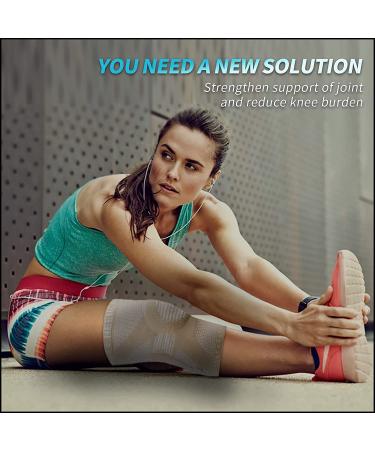 NEENCA Knee Brace Compression Sleeve Support with Patella Gel Pads - Medical Grade for Meniscus Tear, ACL, Arthritis - L Beige - Buy Online on GoSupps.com