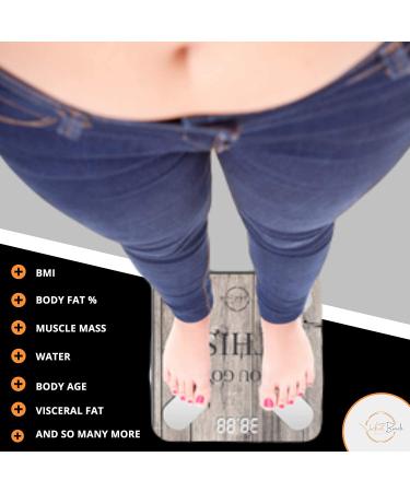 Smart Digital Scale - Modern Design | Body Fat Monitor | Bluetooth Bathroom Scale (Wood) - Buy Online on GoSupps.com