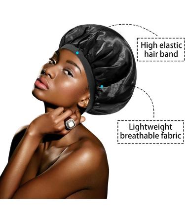 Awegeo 3 Large Silk and Satin Nightcaps for Women - Long Hair Bonnet and Black Hats for Girls - Buy Online on GoSupps.com