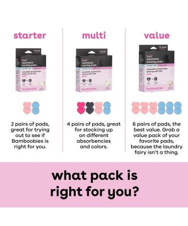 Bamboobies Womens Overnight Nursing Pads  Reusable and Washable  Pink Regular and Blue Overnight  Variety Pack  6 Pair (Pack of 1) 3 Regular Pairs & 3 Overnight Pairs - Buy Online on GoSupps.com