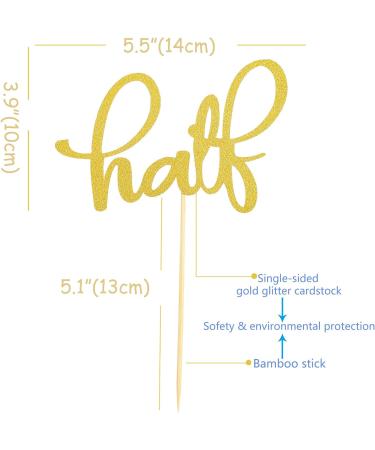 Baby Half Birthday Cake Topper - Gold Glitter Baby 1/2 Birthday Party Cake Topper 6 Months Baby Shower Party Cake Decoration Half Year Anniversary Party Decorations Supplies (Gold) - Buy Online on GoSupps.com