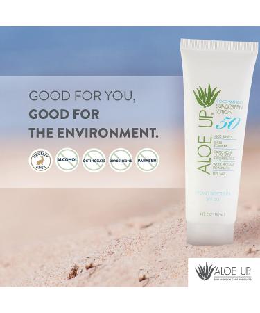 Aloe Up SPF 50 Sunscreen Lotion - Non-Greasy & Quick Absorbing, Reef Friendly Sun Care - 4 Fl Oz - Buy Online on GoSupps.com