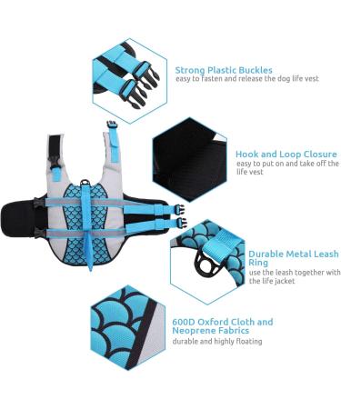 Cit toile Dog Swimming Vest - Shark Design Reflective Life Jacket for Small to Large Dogs | Protect Dogs in Water | Blue (L) - Buy Online on GoSupps.com