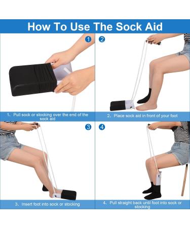 Supregear Sock Aid Kit with Shoe Helper & Long Shoe Horn - Easy on Easy Off White - Adjustable Cords - for Women Men Elderly Pregnant - Buy Online on GoSupps.com