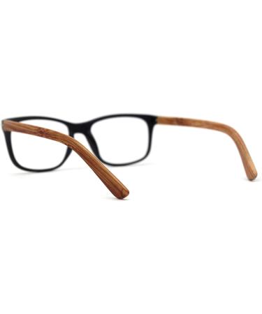 SA106 Mens Woodgrain Arm Rectangle Reading Glasses - Matte Black +1.25 | Stylish & Comfortable Eyewear for International Shipping - Buy Online on GoSupps.com