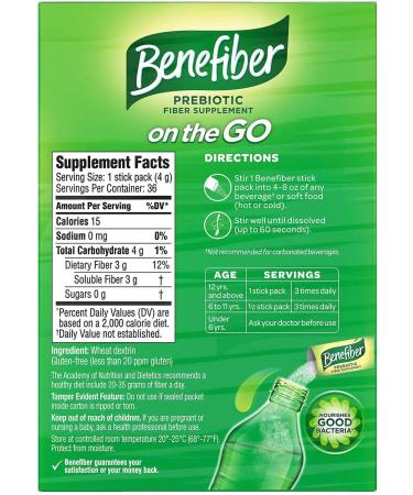 Benefiber On The Go Fiber Supplement Stick Twin Pack (72ct.) - Buy Online on GoSupps.com