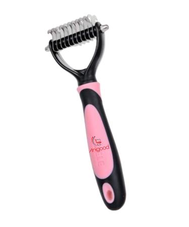 Anigood PET Grooming Rake Comb Brush For Dogs Cats With Long Thick Hair | Professional Deshedding Dematting Pet Supplies (Pink)