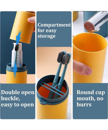Travel Toothbrush Cup Set - 2 Portable Plastic Mugs with Lid for Camping & Home - Toothpaste & Dental Storage Solution - Buy Online on GoSupps.com