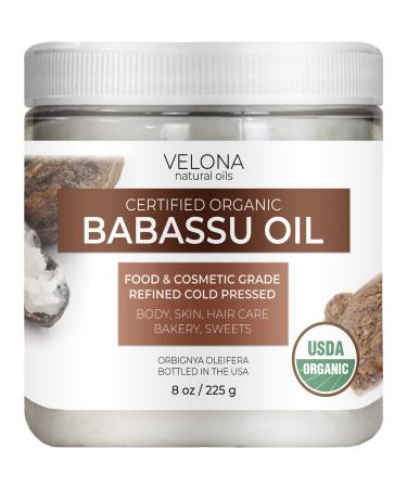 Velona Babassu Oil USDA Certified Organic - 8 oz | 100% Pure and Natural Carrier Oil | Refined, Cold Pressed | Face, Hair, Body & Skin Care and Cooking | Use Today - Enjoy Results