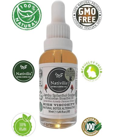 Nativilis Jambu Spilanthol Golden Amazonian Bioactive Oil - Spilanthes Acmella Oleracea Extract - High Viscosity - Better Skin Penetration 100% Natural - Botox Alternative - Copaiba properties - 30 ml - Buy Online on GoSupps.com
