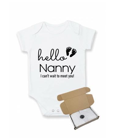 allaboutthebump Hello Nanny Boxed Baby Announcement Bodysuit Vest 0 Months