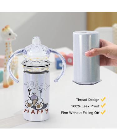 AGH 2 Pack Sublimation Sippy Cup Set - 12 oz White Glitter Tumblers with Handles and Straws - Buy Online on GoSupps.com
