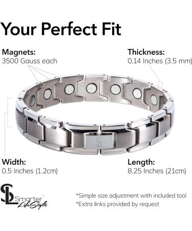 Elegant Titanium Magnetic Therapy Bracelet for Pain Relief - Arthritis & Carpal Tunnel - Unisex Silver Design - Buy Online on GoSupps.com