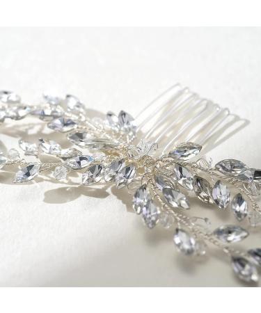 SWEETV Crystal Wedding Hair Comb Clip - Silver Bridal Hair Piece & Accessories for Women - Buy Online on GoSupps.com