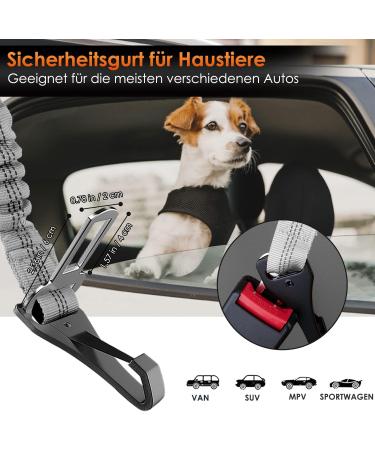 Eyin 3-in-1 Dog Seat Belt | Reflective Elastic Nylon | Universal Fit for All Dog Breeds & Car Seats | 70cm Gray - Buy Online on GoSupps.com