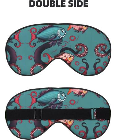 Fish & Octopus Print Double-Sided Eye Mask | Soft Light Blocking for Quality Sleep - Buy Online on GoSupps.com