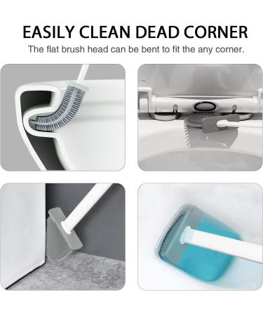 Flexer Silicone Toilet Brush and Holder - Deep Cleaning Rubber Brush for Bathroom - Gray - Buy Online on GoSupps.com