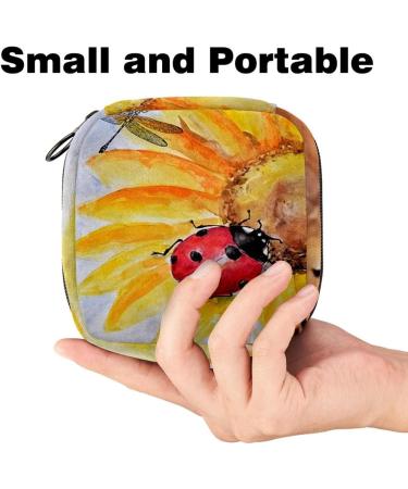 Lady Beetle Sunflower Storage Bag for Women | Portable Menstrual Pad & Cup - Stylish Zip Bag for Teens & Girls - Buy Online on GoSupps.com