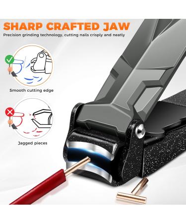 DRMODE Heavy Duty Nail Clippers with Catcher - Ultra Sharp Ergonomic Fingernail & Toe Nail Clippers for Men - Mess Free Self Collecting Design - Buy Online on GoSupps.com