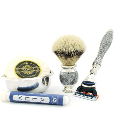 5Pc Men's Shaving Kit - Silver Tip Badger Brush Razor Soap & Bowl | Perfect Gift for Men - Buy Online on GoSupps.com