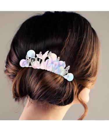 IWOWHERO Rhinestone Tuck Comb Headpieces for Girls Women Crown Hairpiece Headdresses for Women Rhinestone Bobby Pins Hair Barrettes Hair Clips Hair Pin Tiara Women's Hair Comb Metal Mermaid - Buy Online on GoSupps.com