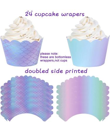 Mermaid Party Decoration Mermaid Cupcake Toppers Wrappers for Under the Sea Party supplies - Buy Online on GoSupps.com