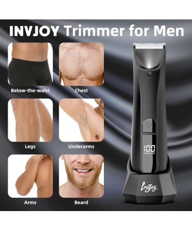 INVJOY Manscape Trimmer for Men IPX7 Waterproof Body Hair Trimmer for Pubic/Body/Groin/Pube Grooming Body Groomer w/Light&LED Display Electric Shavers Male Razor w/Recharge Dock Gift for Men - Buy Online on GoSupps.com