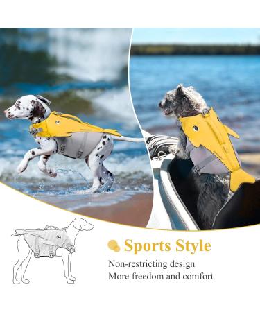 Vivaglory Dog Life Vest for Small & Medium Dogs Adjustable Sporty Swimming Vest for Dogs (56-64 cm Ribcage Girth) Easy On & Off Yellow - Buy Online on GoSupps.com