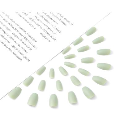 Brishow Green Press On Nails - Matte Ballerina Acrylic Fake Nails | 24 Piece Set for Women & Girls - Glue-On Short Artificial Nails - Buy Online on GoSupps.com