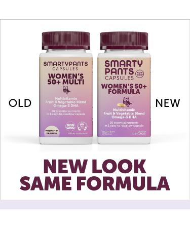 SmartyPants Women's 50+ Multivitamin with Omega-3, Zinc, Vitamins D3, C, B6, Biotin, Folate, B12 & A - 30 Day Supply - Buy Online on GoSupps.com