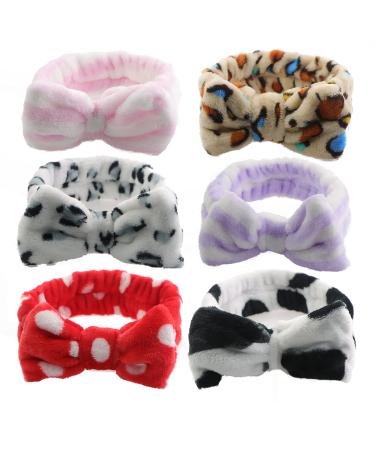 6 pieces coral fleece Bow headbands cosmetics headband for women coral fleece elastic spa headband for washing face shower spa mask sport yoga - Buy Online on GoSupps.com